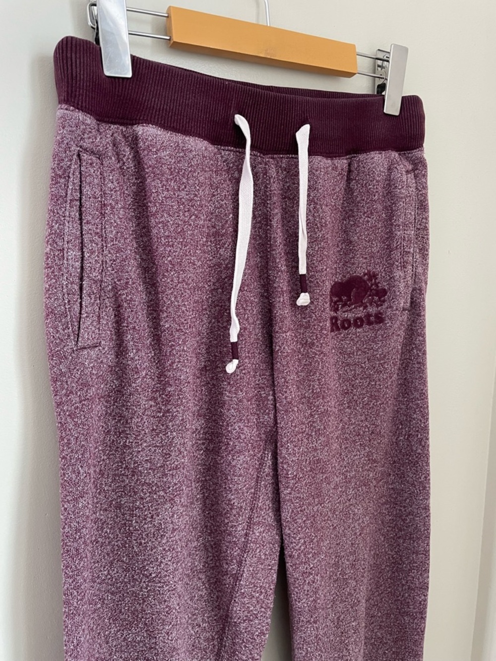Roots Cabin Burgundy Salt and Pepper Logo Sweatpants Size XS - Picture 2 of 9